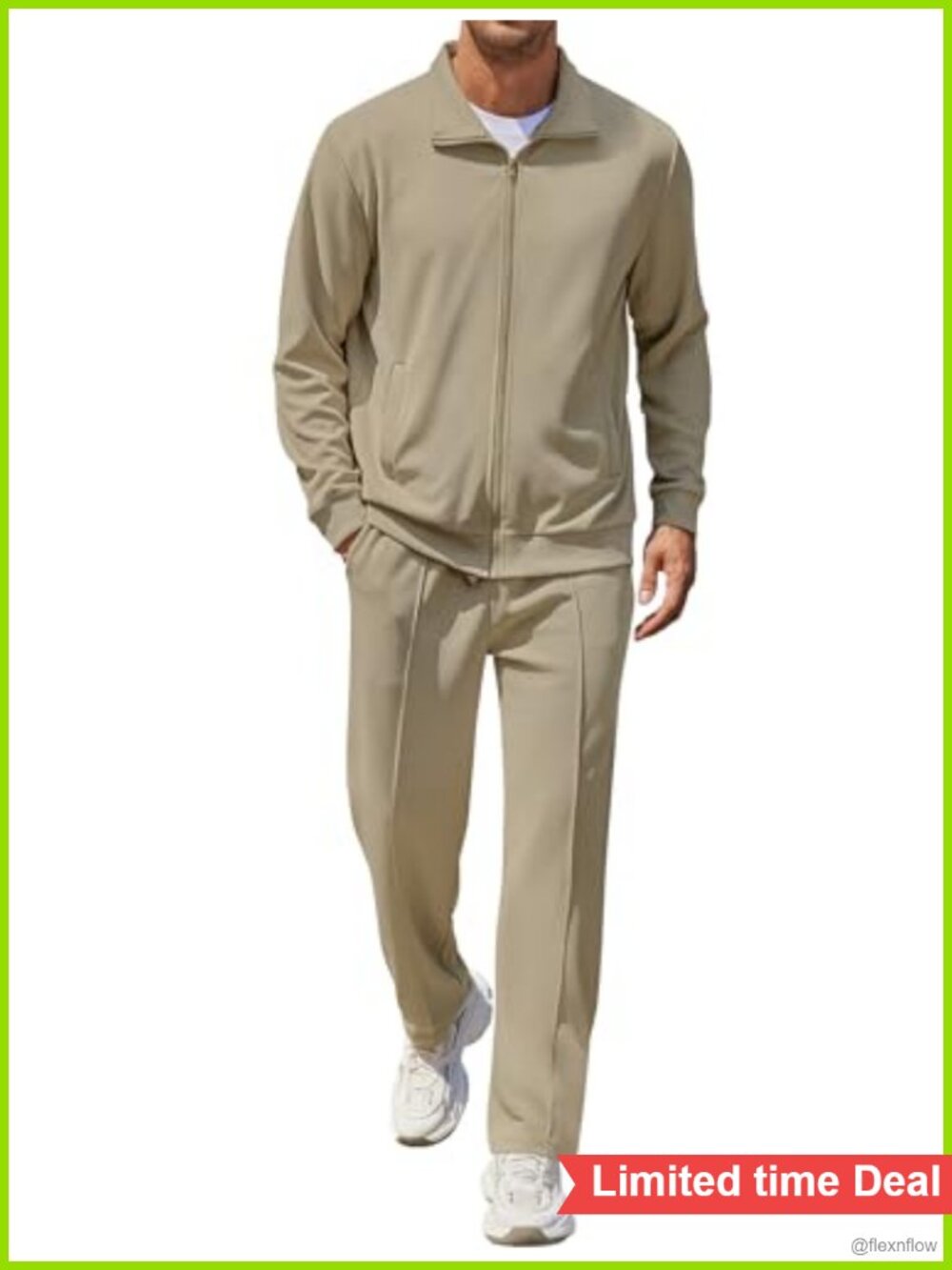 Men's 2 Piece Jacquard Tracksuit Zip Jacket Jogger Sweatsuit Set